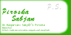 piroska sabjan business card